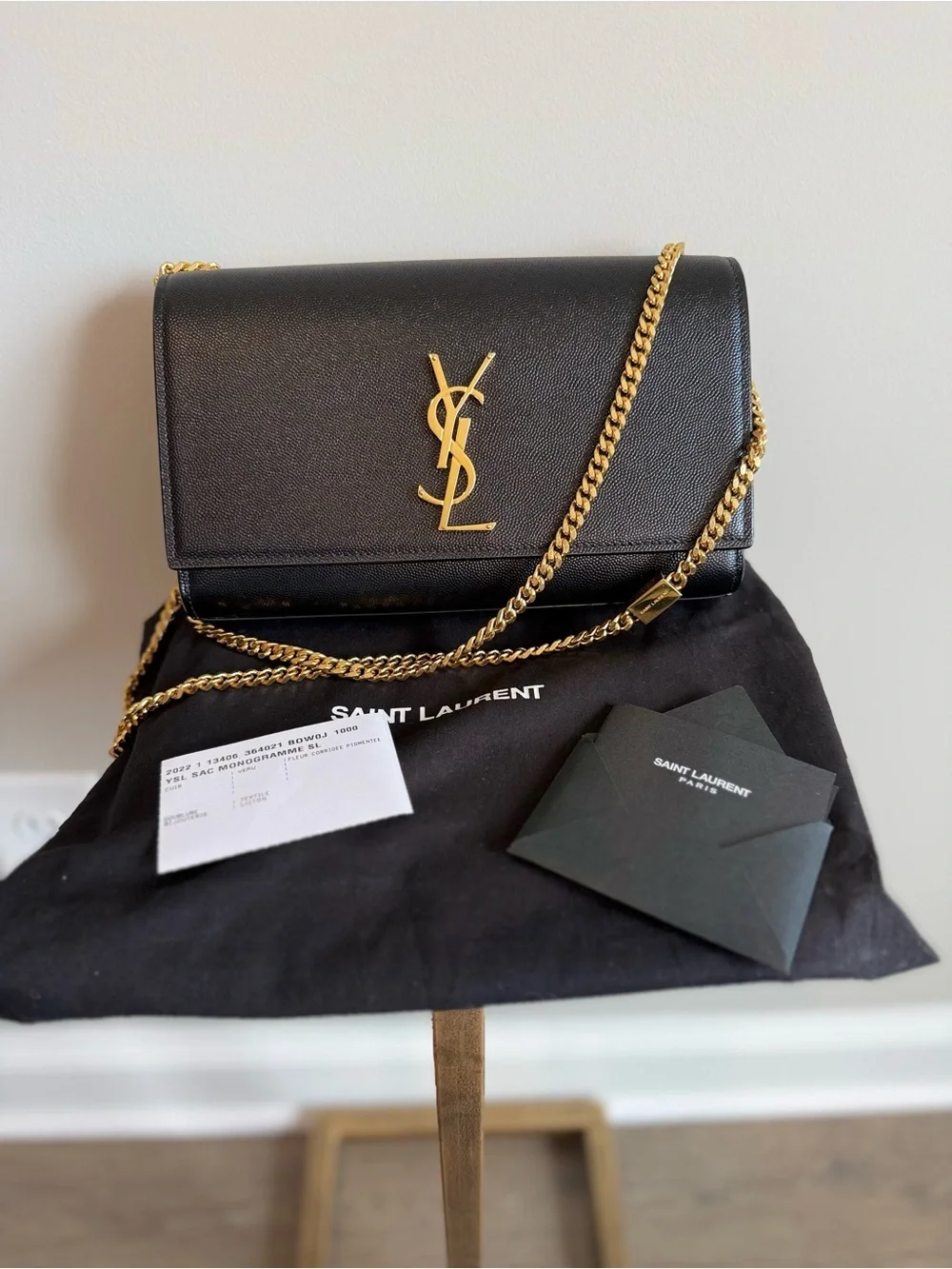 Saint Laurent Kate YSL Medium Leather Crossbody Bag in Black